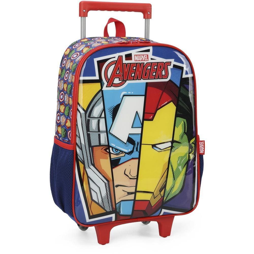 Kit Mochila de Rodinhas e Lancheira Luxcel Avengers Azul