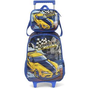 Kit Mochila de Rodinhas Lancheira Luxcel Força 4 Azul