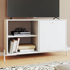 Rack para TV Até 40 Polegadas 1 Porta 2 Prateleiras Branco 320 - Pnr Móveis