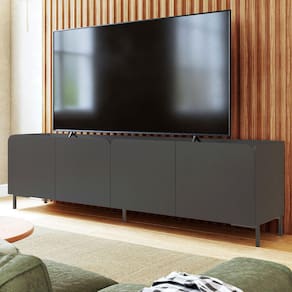 Rack para TV Até 70 Polegadas 4 Portas 2 Prateleiras Preto 264 - Pnr Móveis