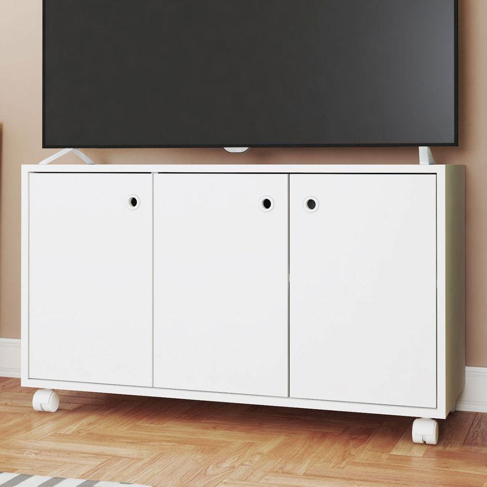Rack para TV Até 40 Polegadas 3 Portas Branco 725 - Pnr Móveis