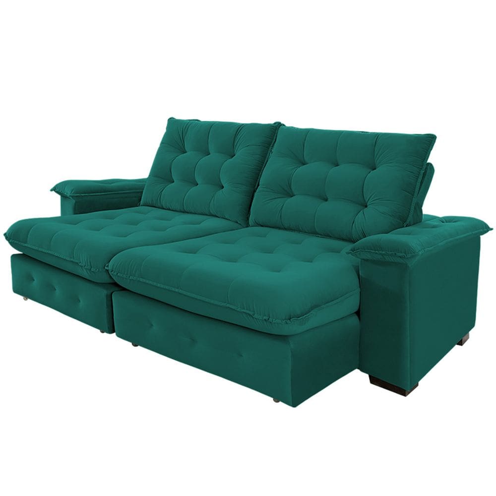 Sofá 4 Lugares Coliseu 2.60m Retrátil e Reclinável Super Pillow - Verde