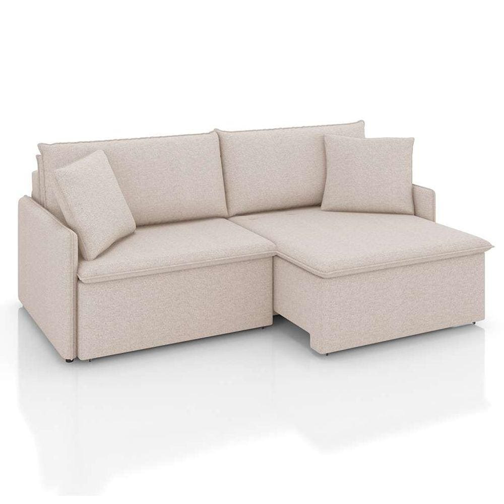 sofá 4 lugares retrátil e reclinável stilo linho cru 254 cm