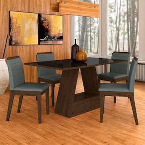 Mesa Com 4 Cadeiras Nápoles 1,36 Imbuia/preto/cinza - Móveis Arapongas