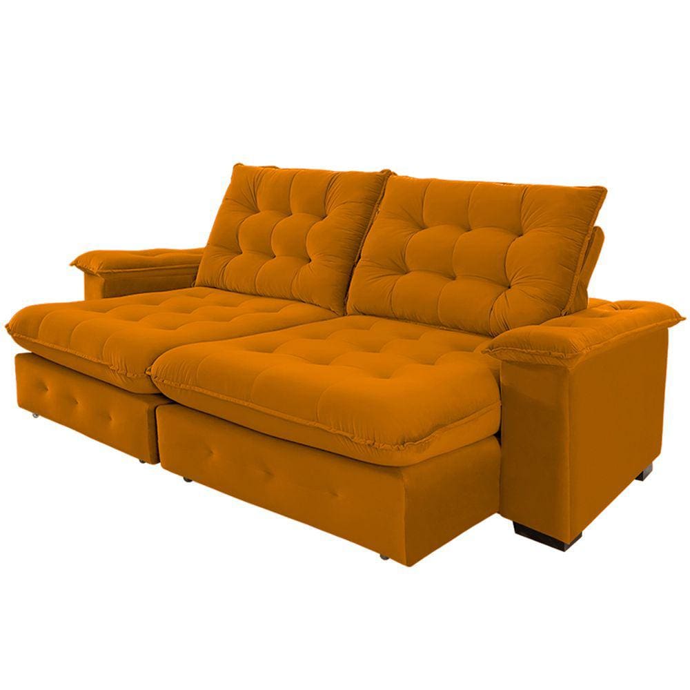 Sofá 4 Lugares Coliseu 2.60m Retrátil e Reclinável Super Pillow - Terra