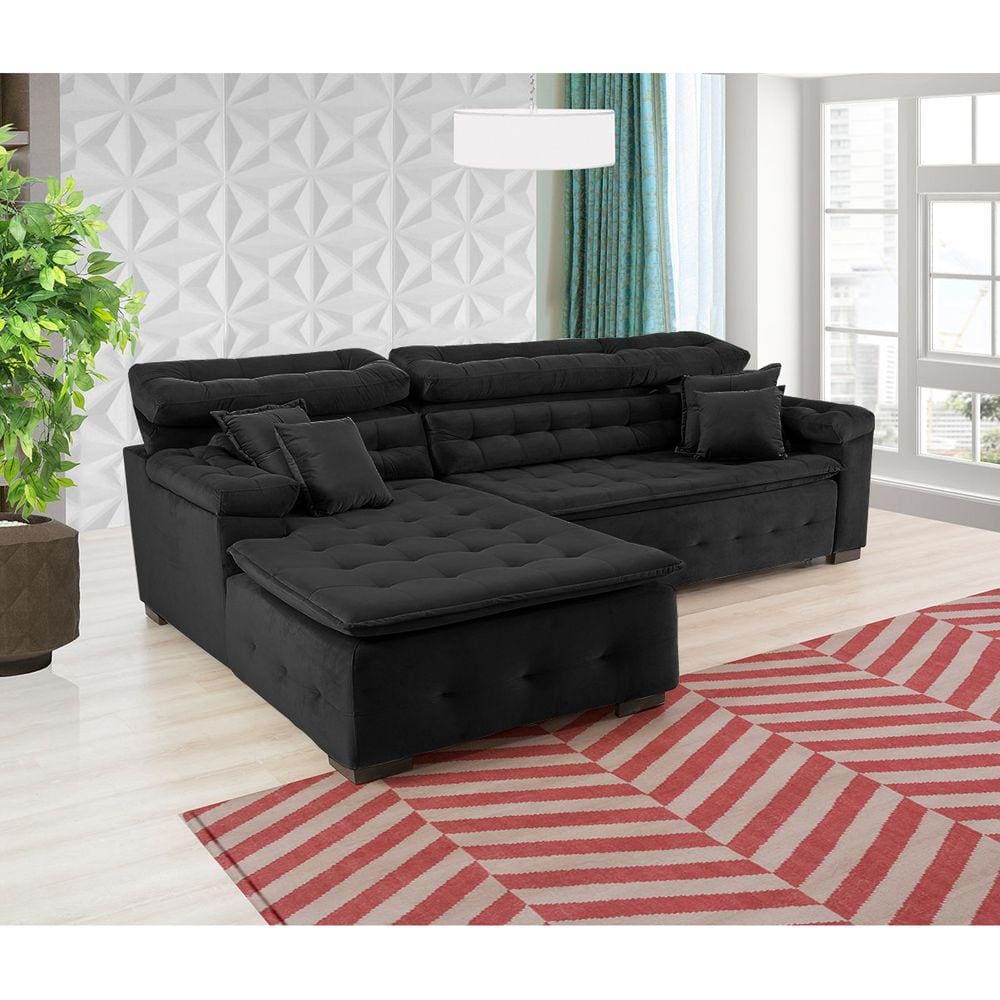 Sofá Retrátil e Reclinável Com Chaise Orlando 2.20x2.10m- Sofisticato