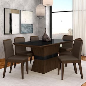 Conjunto Mesa De Jantar 6 Cadeiras Nairóbi Imbuia/preto/marrom - Ma