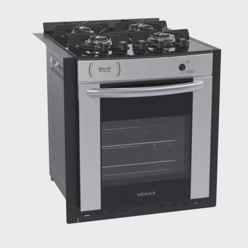 Fogao de Embutir 4 Bocas Gaudi Prisma Vitreo Inox Venax
