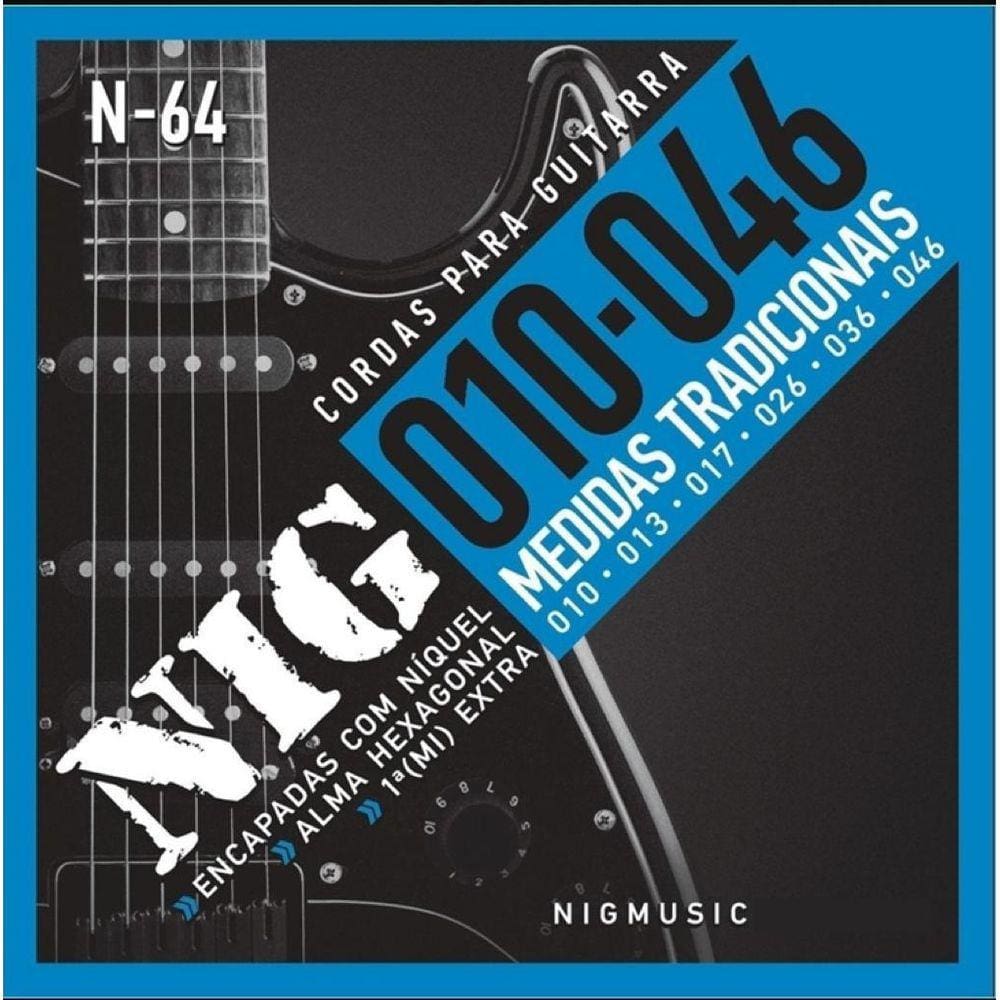 Encordoamento Guitarra .010 NIG 1ª (Mi) Extra