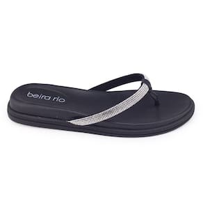 Chinelo Beira Rio 8513.101 Flat papete tiras strass glitter
