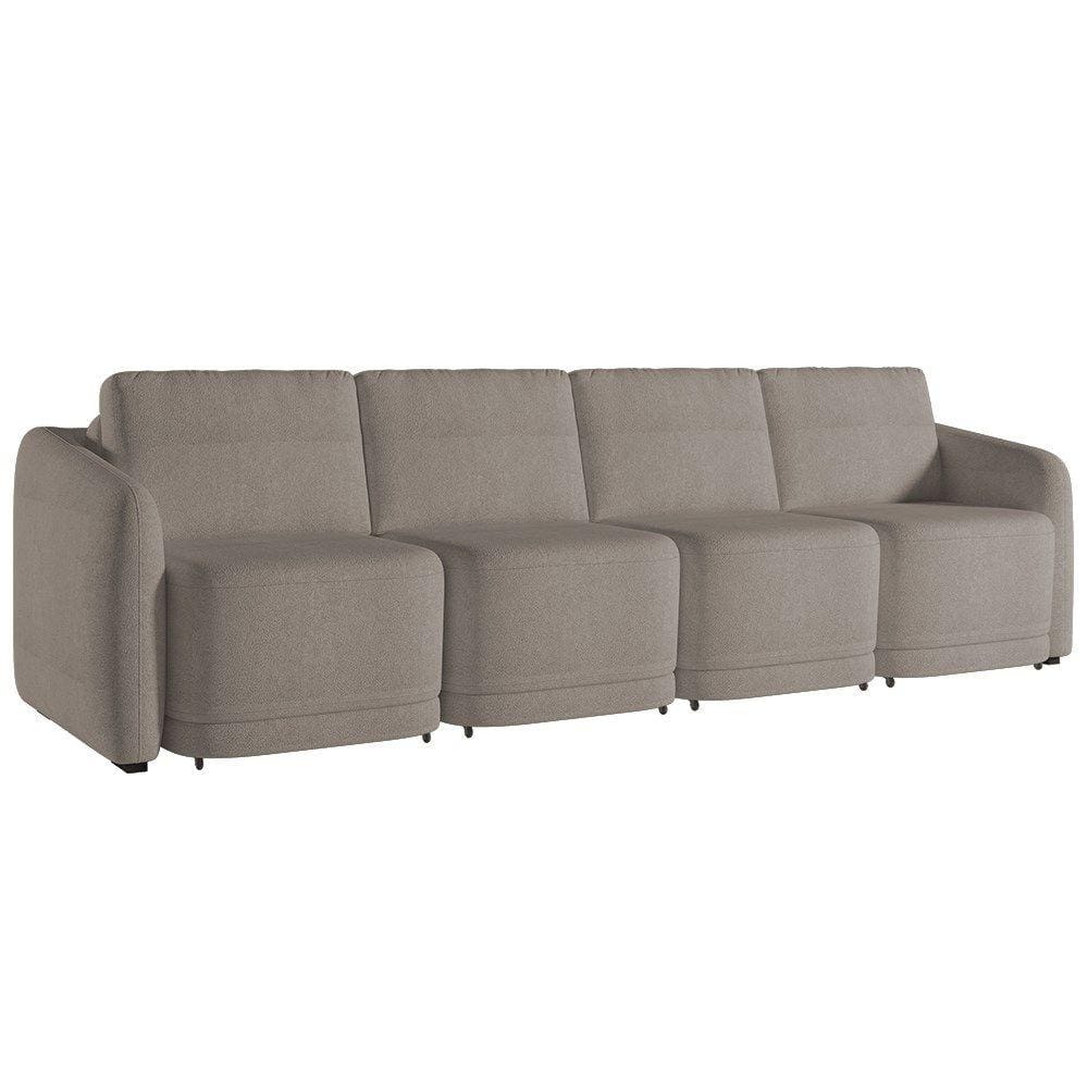 Sofá Cama Casal para Sala 396cm Polska K04 Bouclê Bege Escuro - Mpozenato
