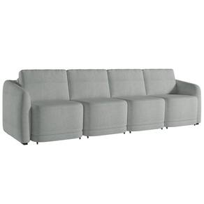 Sofá Cama Casal para Sala 396cm Polska K04 Bouclê Cinza - Mpozenato
