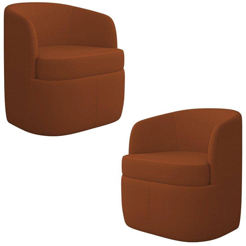 Kit 2 Poltronas Giratória Decorativa para Sala Dandara K04 Bouclê Terracota - Mpozenato