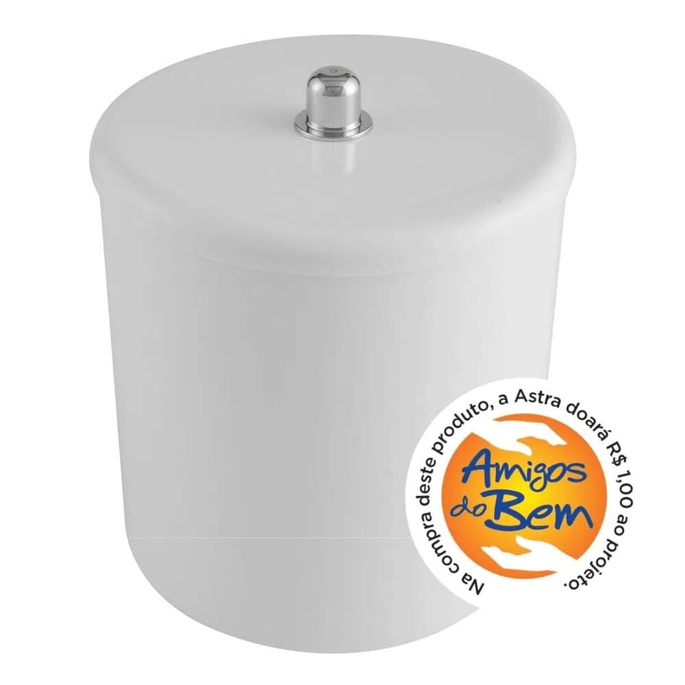 Cesto Multiuso com Tampa 6 Litros com Puxador Cromado Astra Branco CT4*BR1