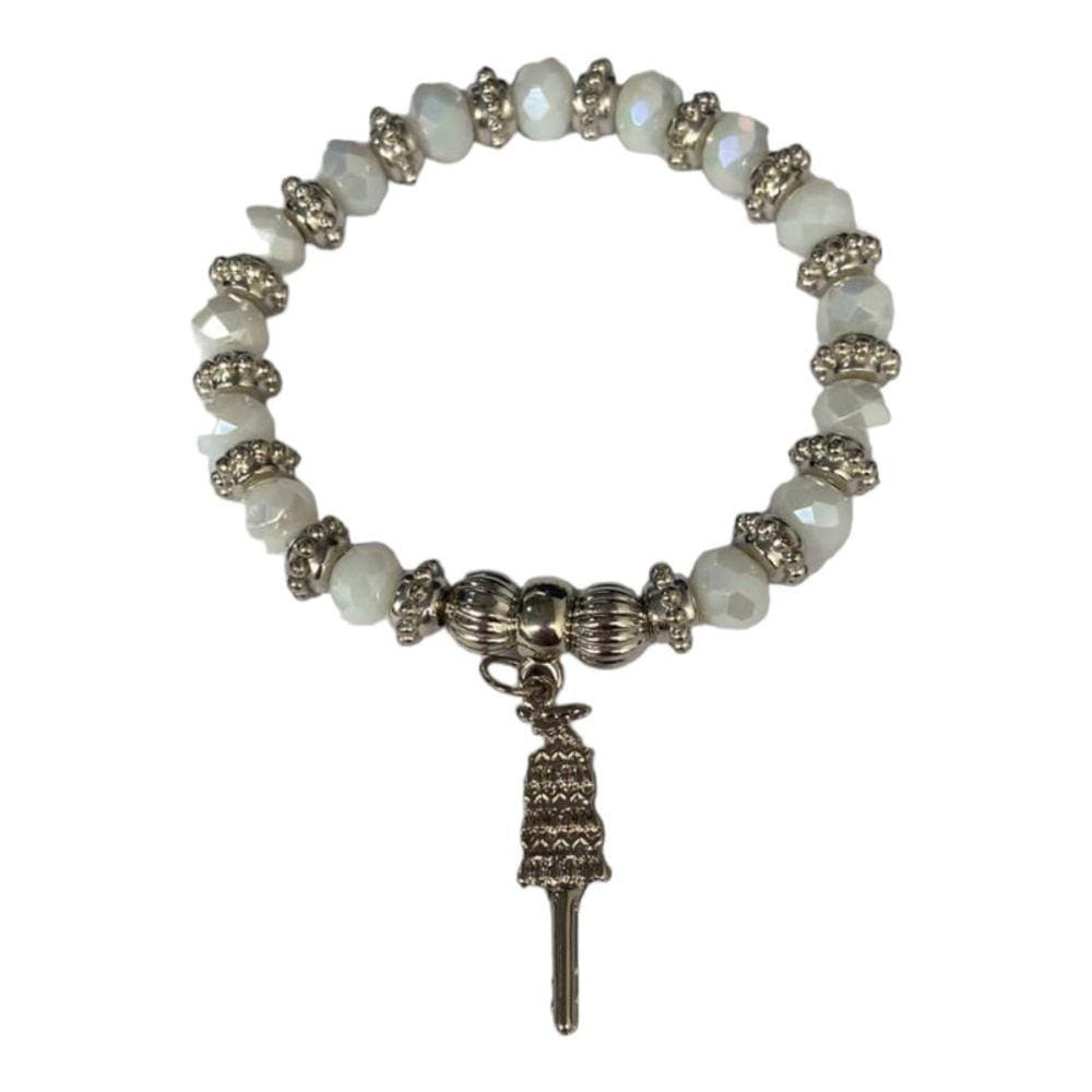 Pulseira Oxalá Opaxorô Branco Cristal e Silicone
