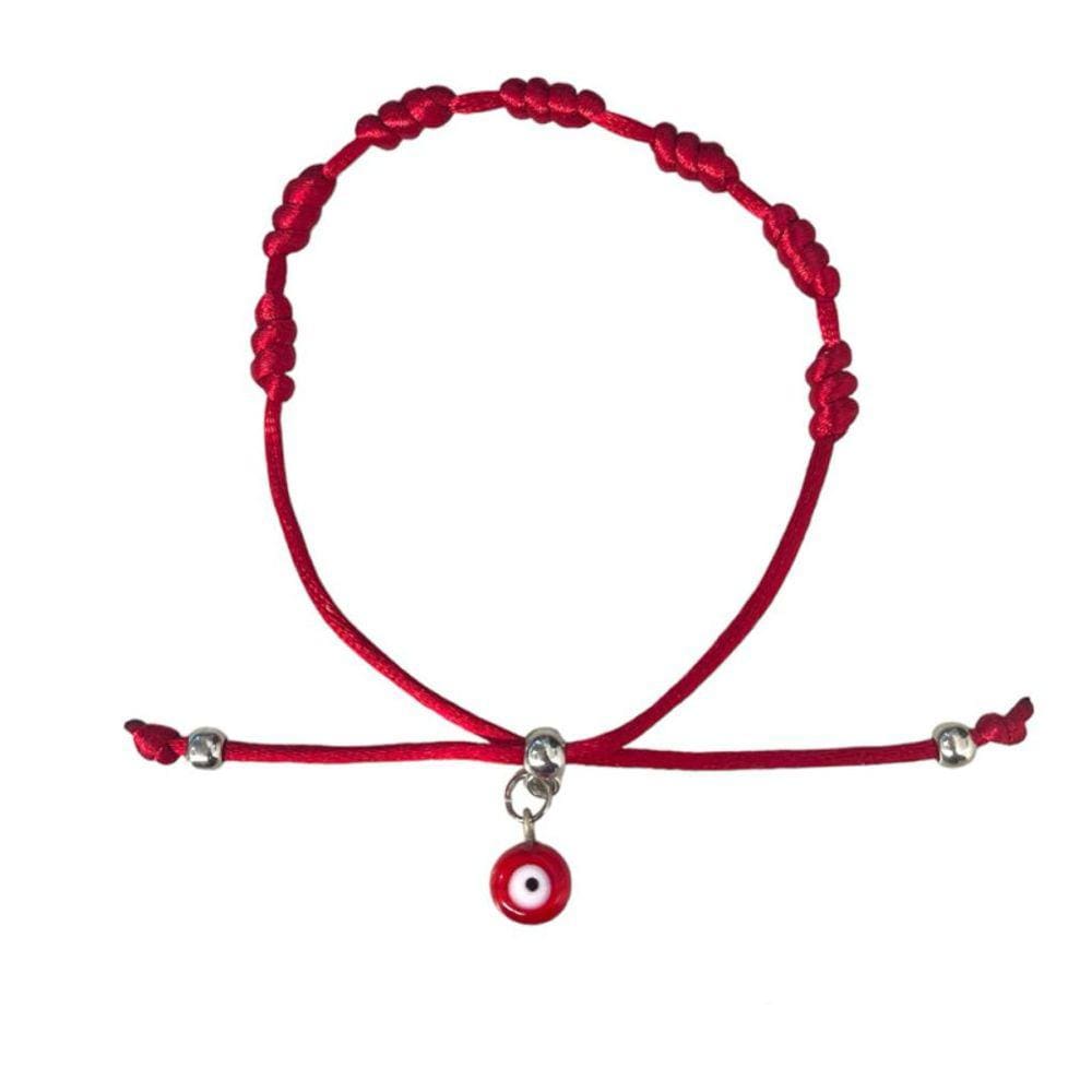 Pulseira Sete Nós Vermelha Kabbalah Olho Grego Cetim