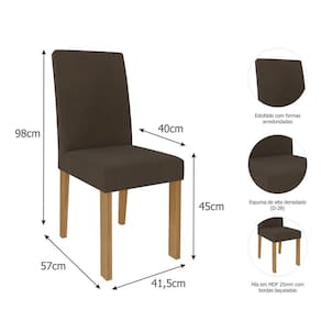 Conjunto 2 Cadeiras De Jantar MDF Maia Cimol Nature/Mascavo