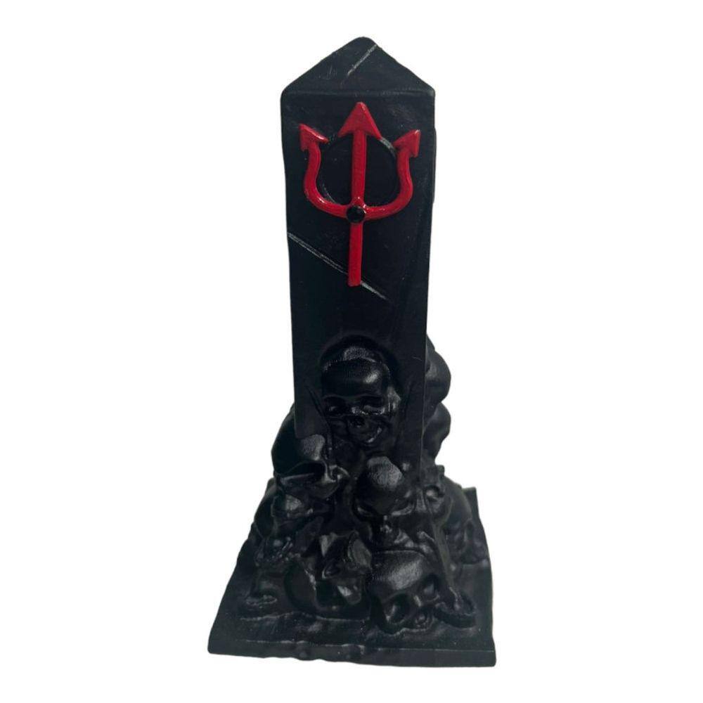 Escultura Túmulo Crânios Pomba Gira Preto 13 cm Resina