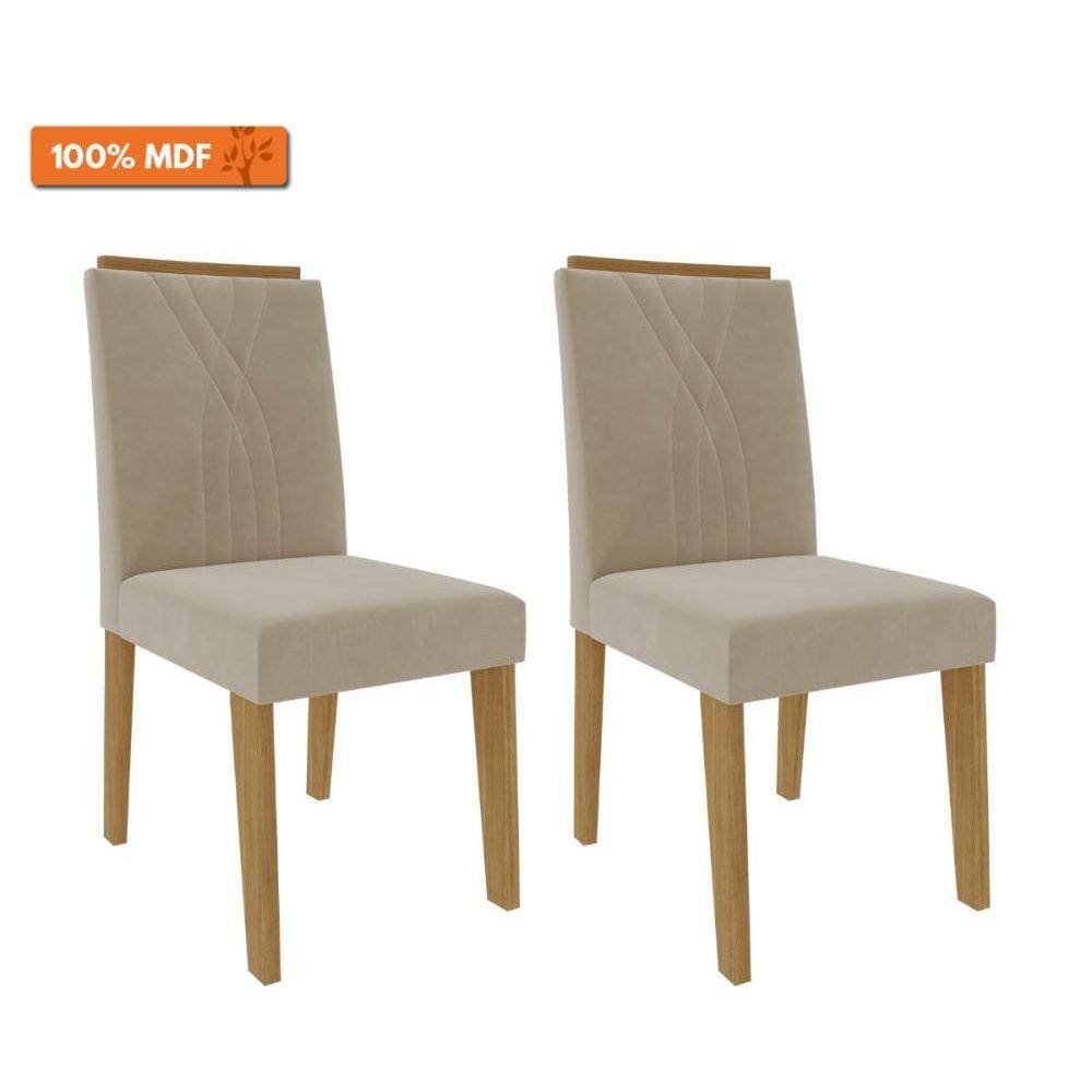 Jogo De Cadeira Para Sala De Jantar 101X43,5Cm Em Mdf Nicole Cimol Nature/Nude
