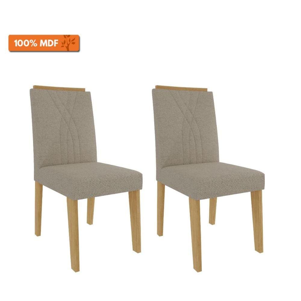 Jogo De Cadeira Para Sala De Jantar 101X43,5Cm Em Mdf Nicole Cimol Nature/Linho Bege