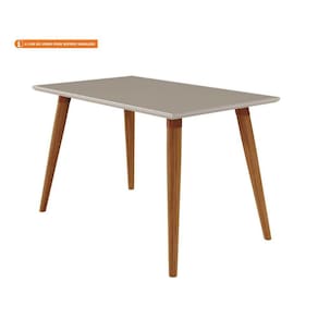 Mesa De Jantar 130 cm Tampo MDF/Vidro Adele Cimol Nature/Off White
