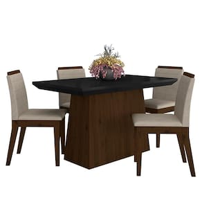 Mesa Com 4 Cadeiras 1,20 Mônaco Imbuia/preto/bege - M. Arapongas