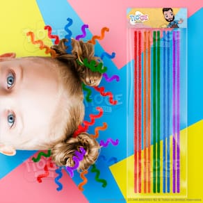 Hastes Flexíveis de Pelúcia Cabelo Maluco Artesanato Limpador Chenille Colorido Arco-íris 10 unid