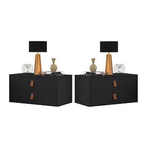Conjunto Mesa de Cabeceira Suspensa Unic 60cm Preto