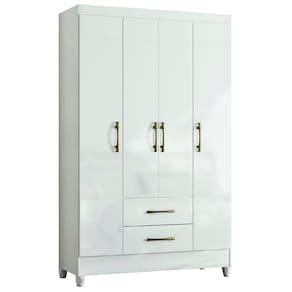 Guarda Roupas Solteiro Infantil 4 Portas 2 Gavetas Paraty Branco Moval