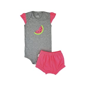Conjunto Infantil Menina Body Melancia com Tapa Fralda Fluorescente - Brotinhos