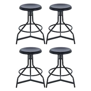 Kit 4 Banquetas Altas Cozinha Industrial Loft Aço Giratória York Preto
