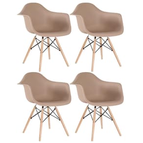 Kit 4 Cadeiras Charles Eames Eiffel Daw Com Braços E Pés De Madeira Clara Marrom Café