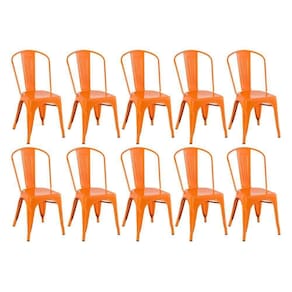 Kit 10 Cadeiras Iron Tolix Design Industrial Laranja