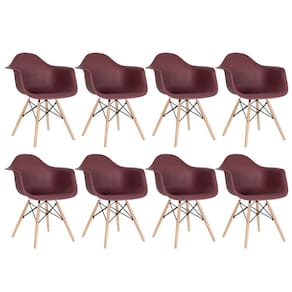 Kit 8 Cadeiras Charles Eames Eiffel Daw Com Braços E Pés De Madeira Clara Marrom