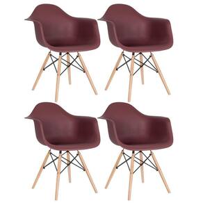 Kit 4 Cadeiras Charles Eames Eiffel Daw Com Braços E Pés De Madeira Clara Marrom