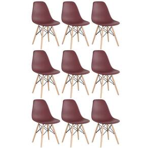 Kit 9 Cadeiras Charles Eames Eiffel Dsw Com Pés De Madeira Clara Marrom