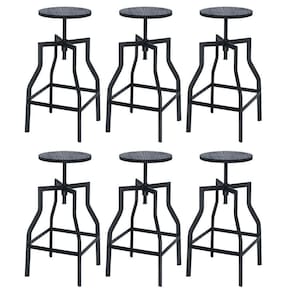 Kit 6 Banquetas Altas Retro Loft Bancada Industrial Turner Preto