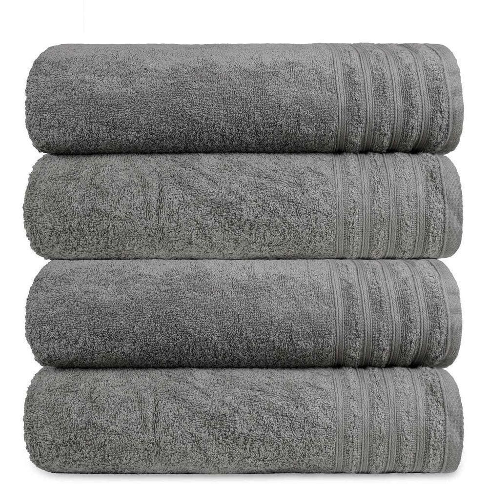 Kit 4 Toalha Gigante Banhão Fio Penteado 100% Algodão Twist - Chumbo
