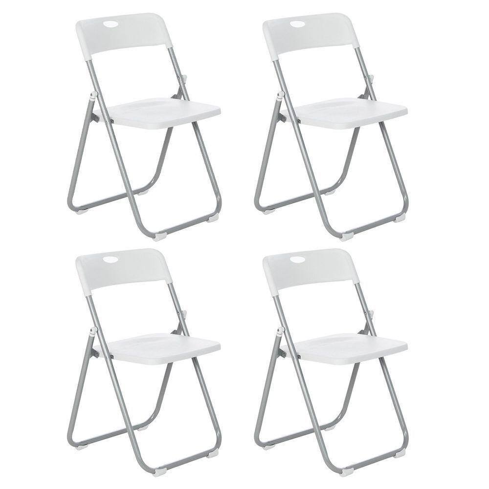 Kit 4 Cadeiras Dobravel Fort Bar Restaurante Lanchonete Eventos Branco