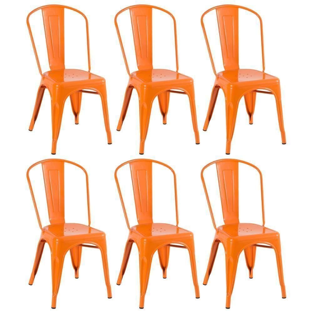 Kit 6 Cadeiras Iron Tolix Laranja