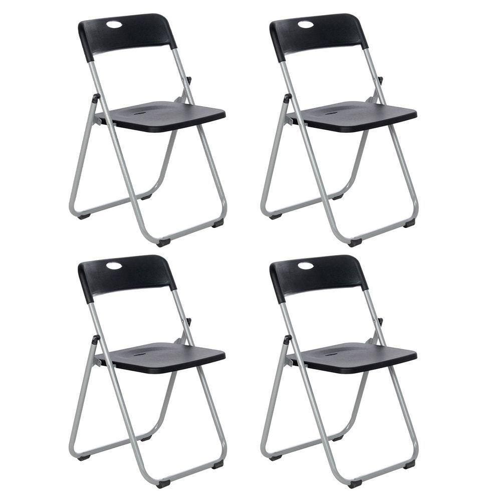 Kit 4 Cadeiras Dobravel Fort Bar Restaurante Lanchonete Eventos Preto