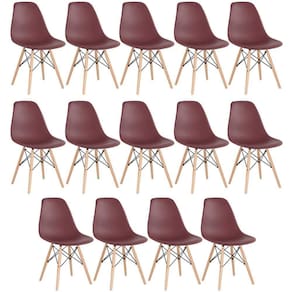 Kit 14 Cadeiras Charles Eames Eiffel Dsw Com Pés De Madeira Clara Marrom