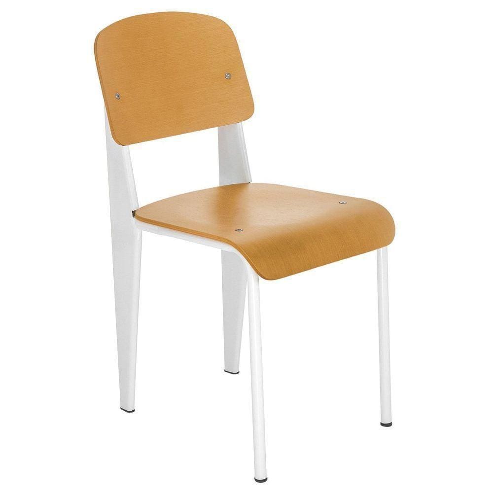 Kit 4 Cadeiras Standard Madeira Cozinha Jantar Nordico Escandinavo Jean Prouve Branco