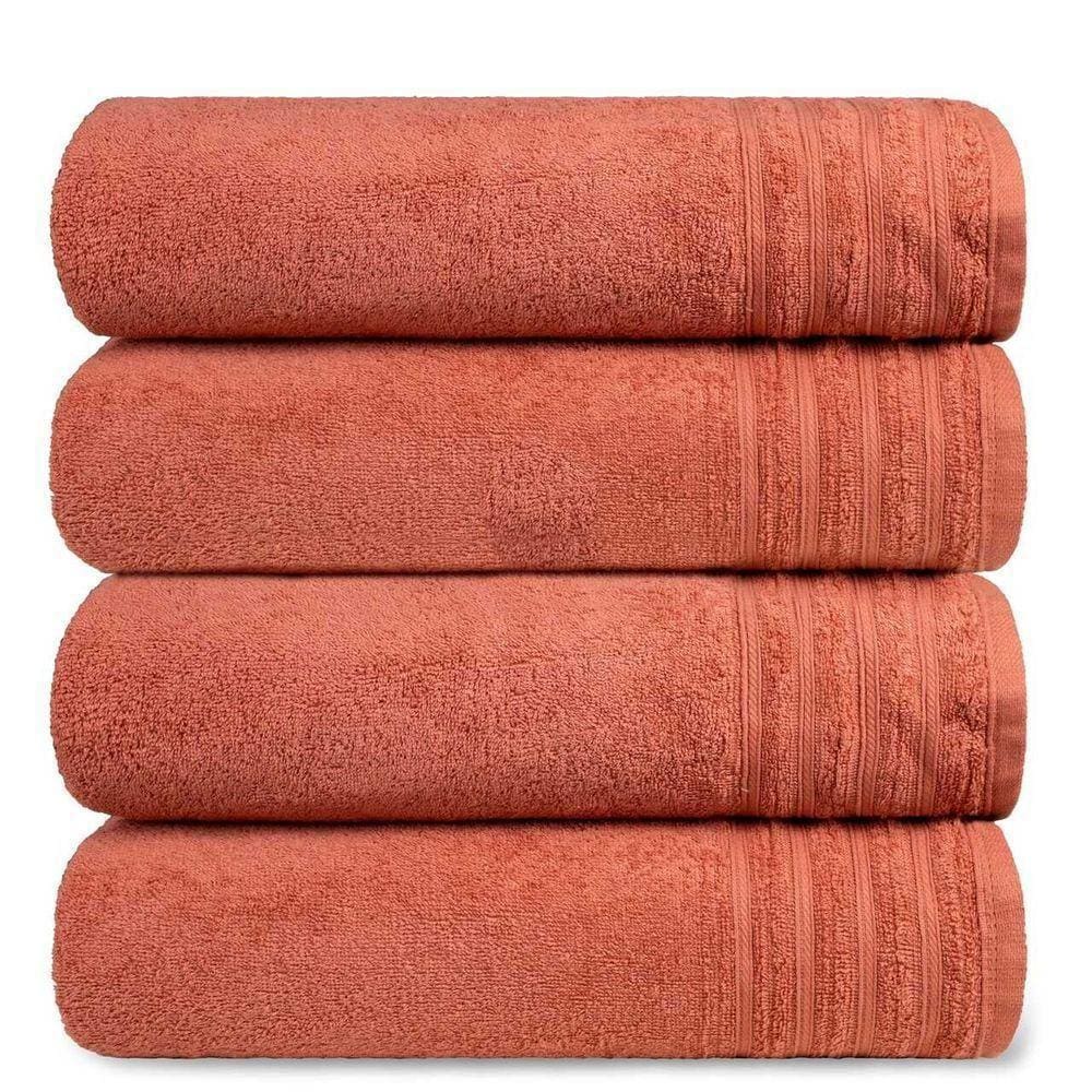 Kit 4 Toalha Gigante Banhão Fio Penteado 100% Algodão Twist - Ferrugem