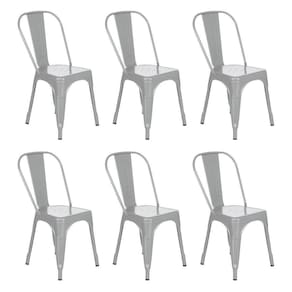 Kit 6 Cadeiras Iron Tolix Design Industrial Cozinha Bar Prata Prata
