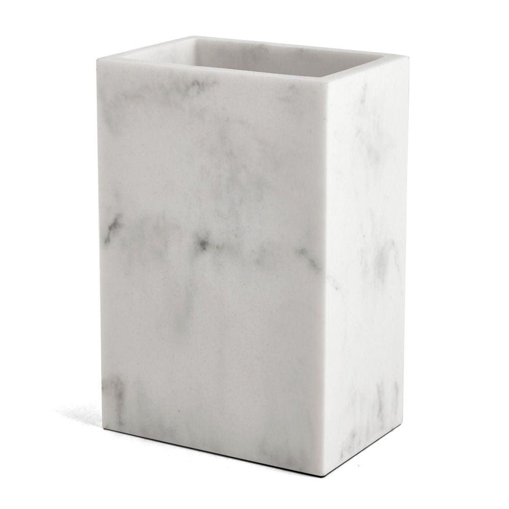 Copo Porta Escova de Dente em Poliresina Branco 12cm 17584 Mart