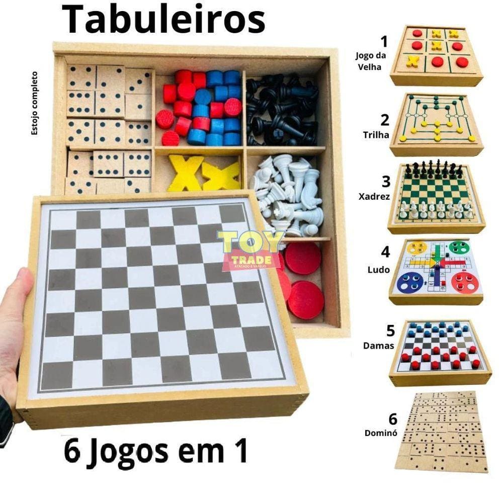 Jogo Dama em Madeira Nogueira e Recouro Café 31x3cm Goods BR-Paris