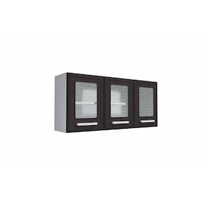 Armário De Cozinha Modulado Gourmet 7009 3 Portas C/Vidro Branco/Preto - Bertolini