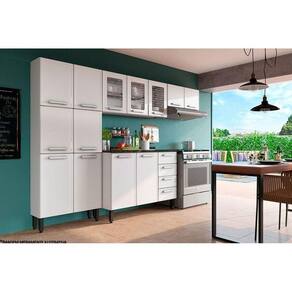 Cozinha Completa Gourmet 4 Peças (2 Armários + 1 Balcão + 1 Paneleiro) C4P64 Branco - Bertolini