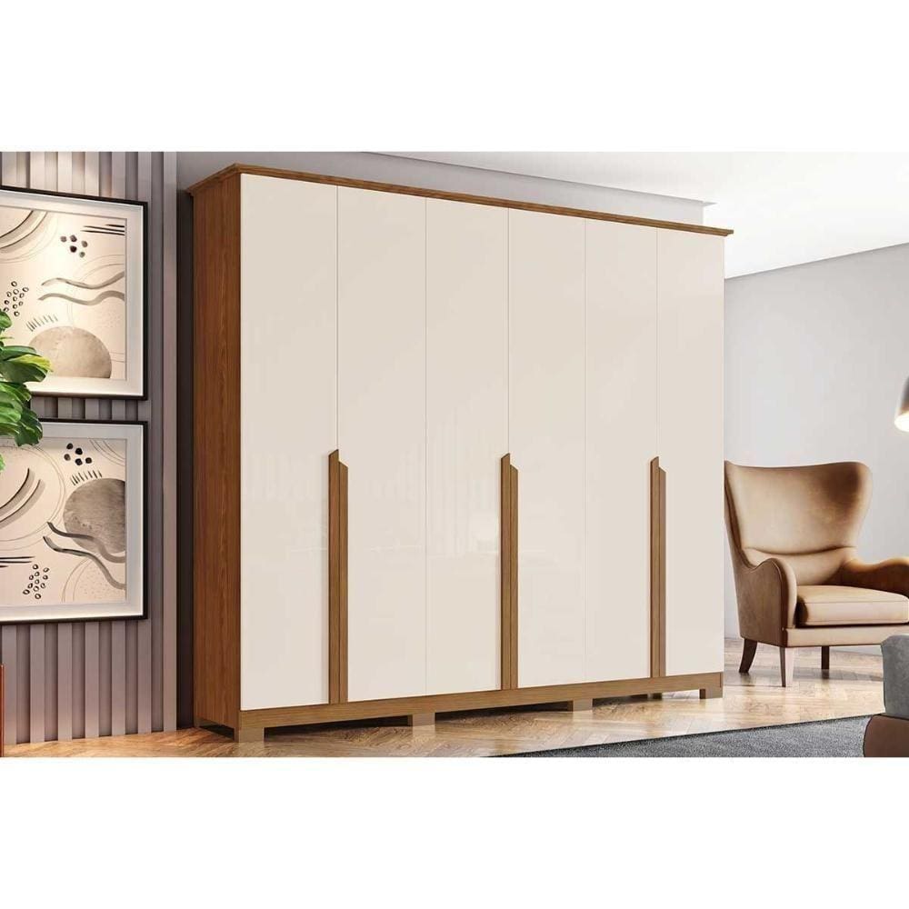 Guarda Roupa 6 Portas E 6 Gavetas Andréas Nature-off White - Henn